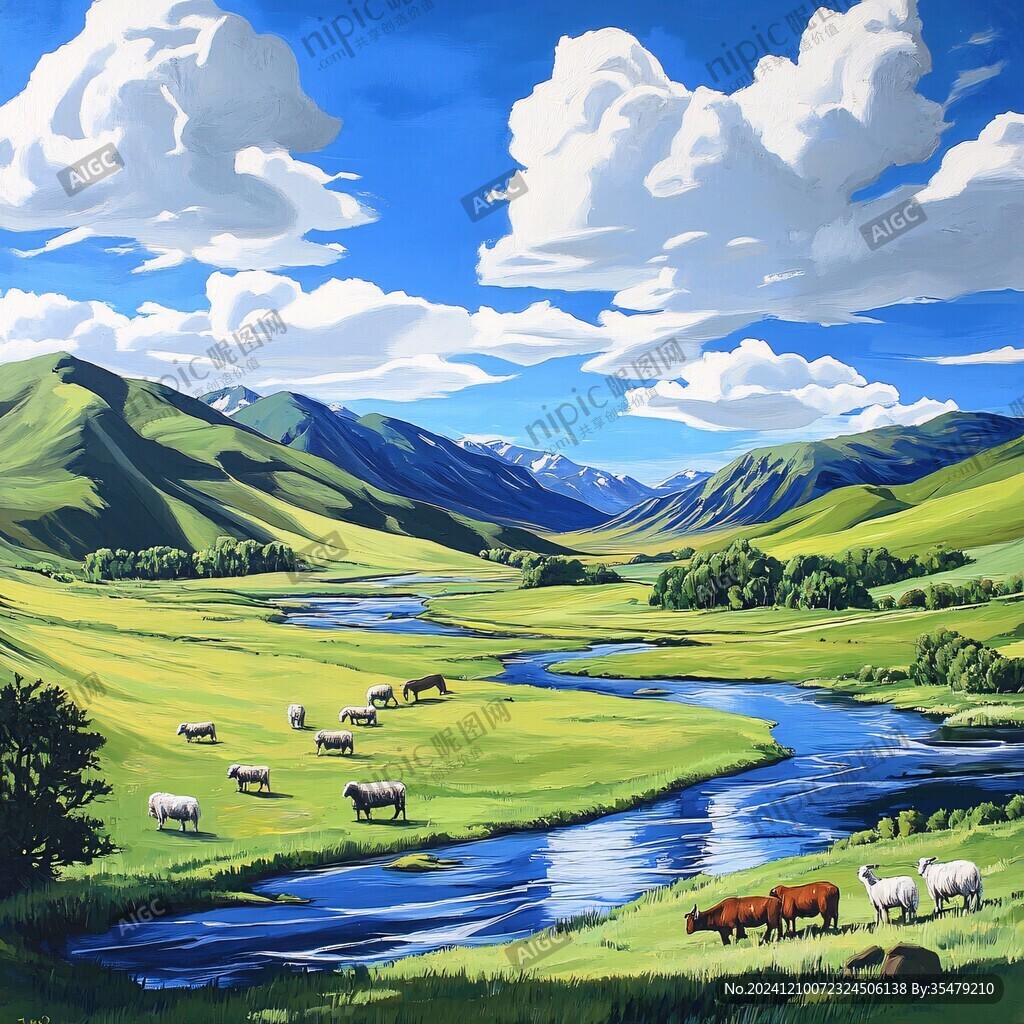草原風(fēng)光插畫