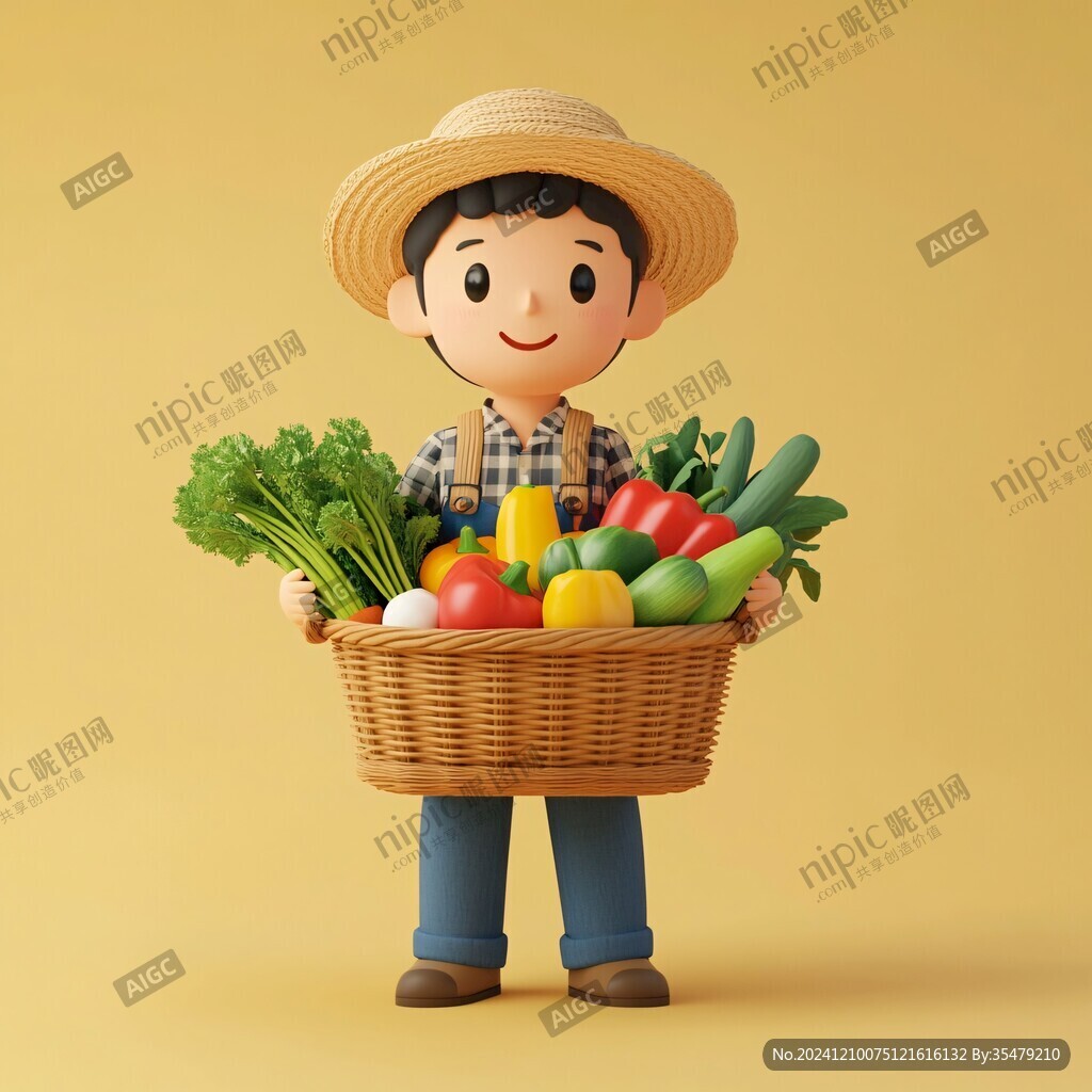 抱著農產品的人物