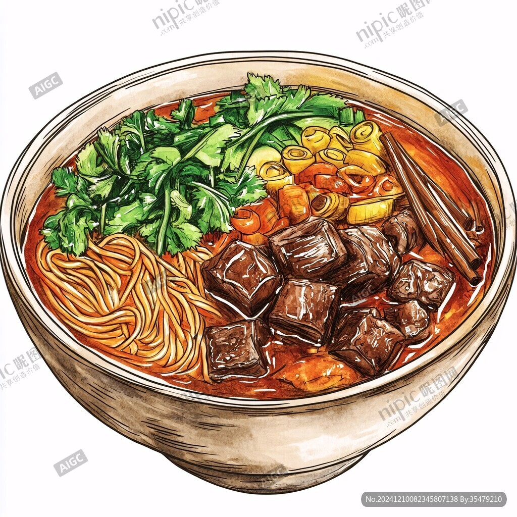 紅燒牛肉面插畫