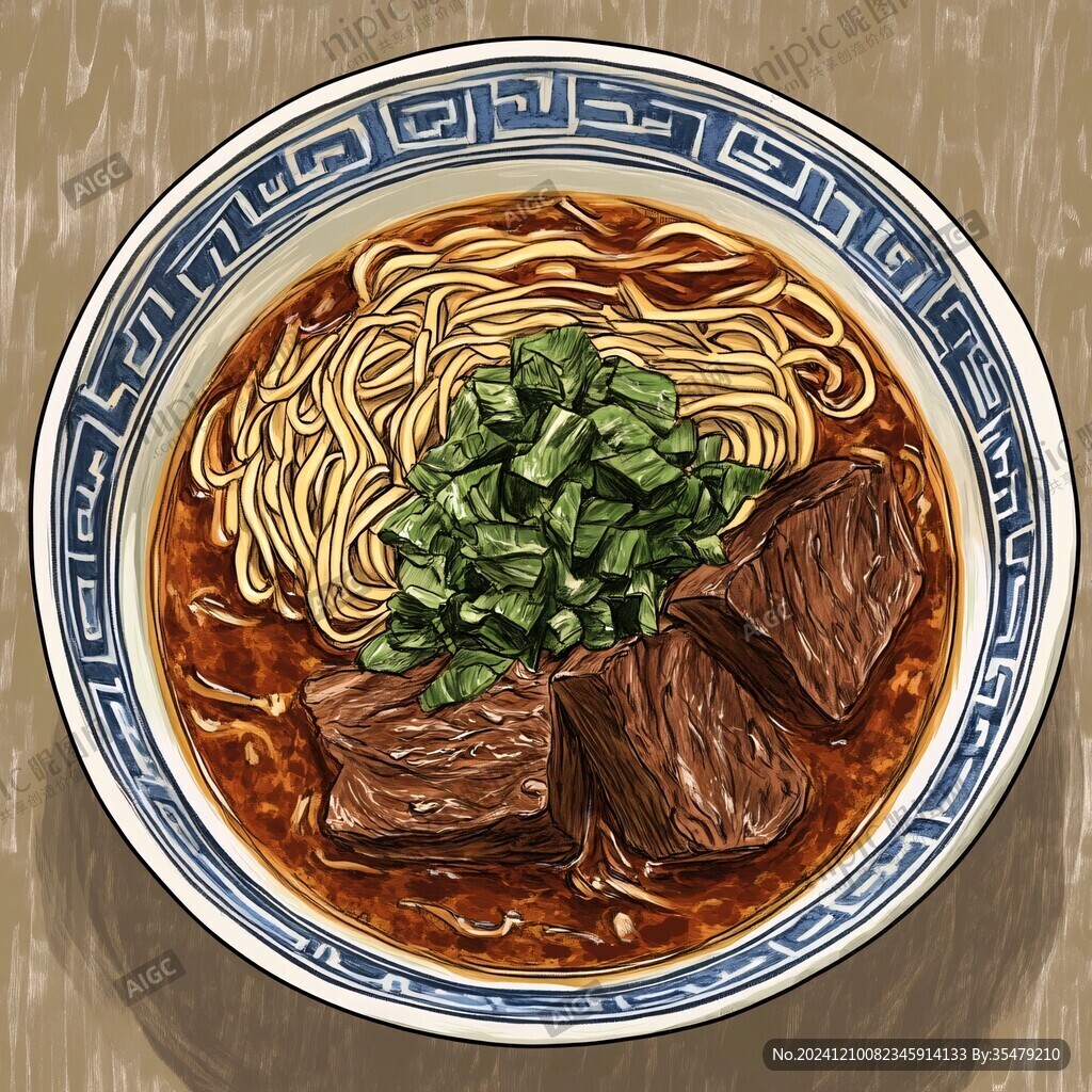 紅燒牛肉面繪畫