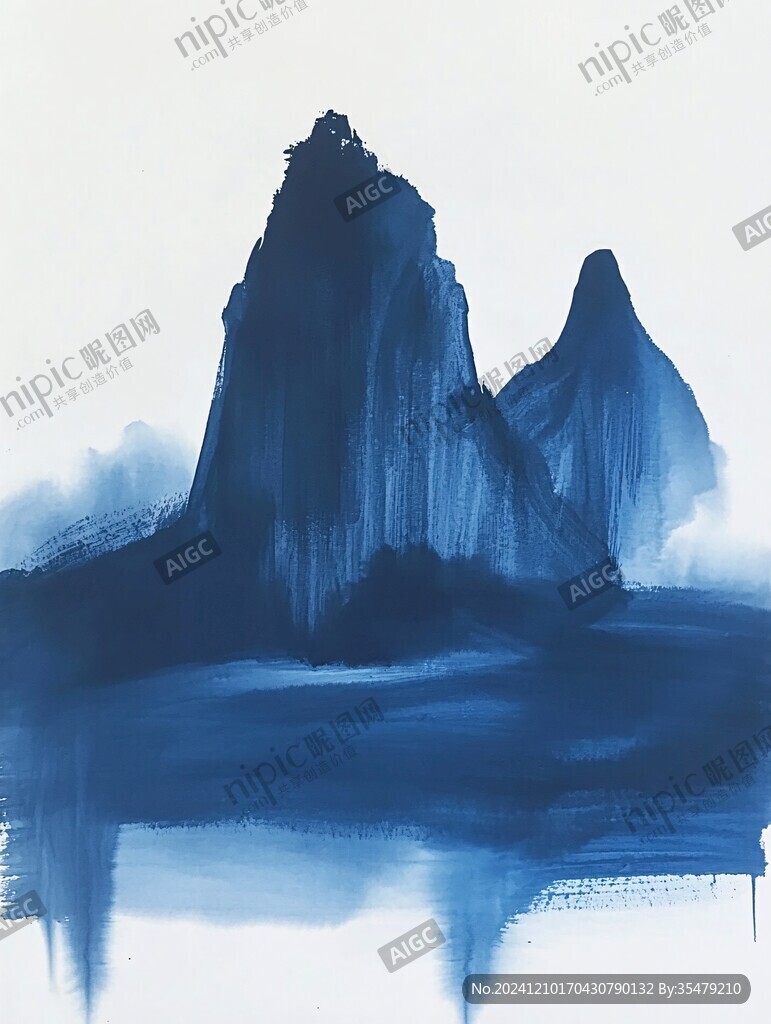 藍黑色山水畫