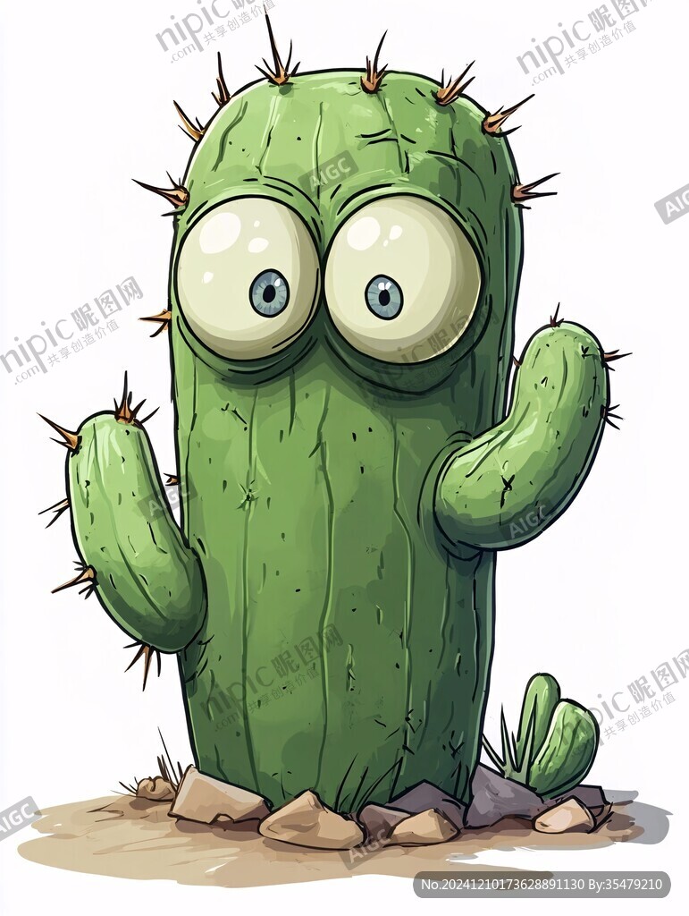 卡通插畫仙人掌