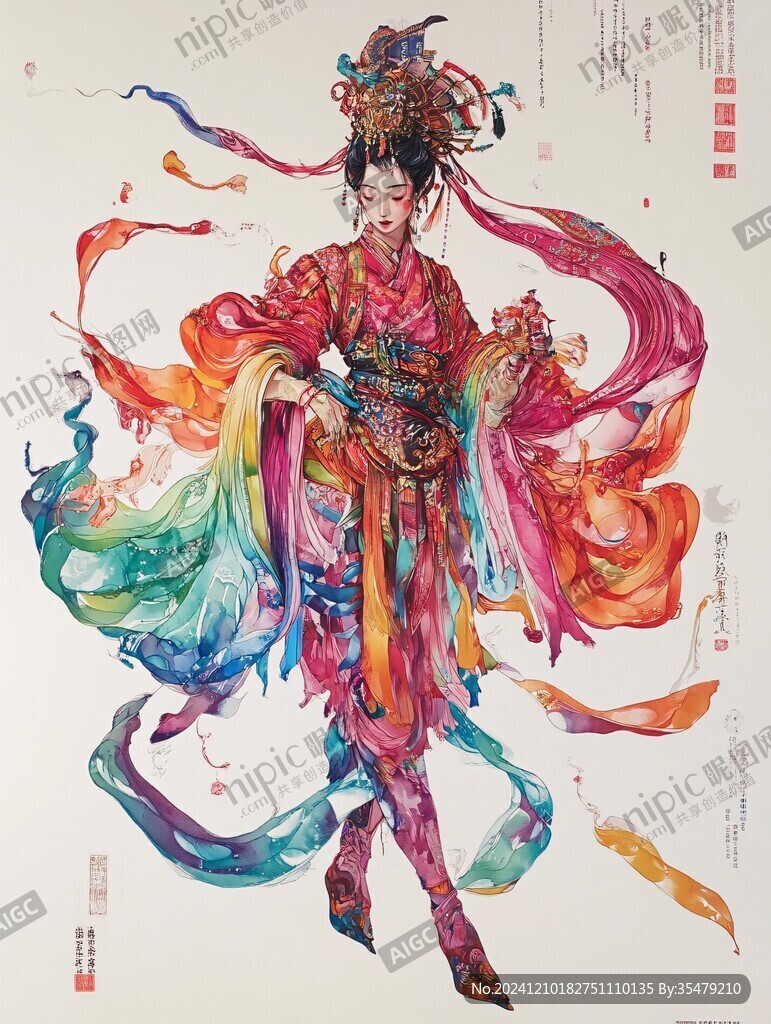 裝飾畫水彩花旦手繪