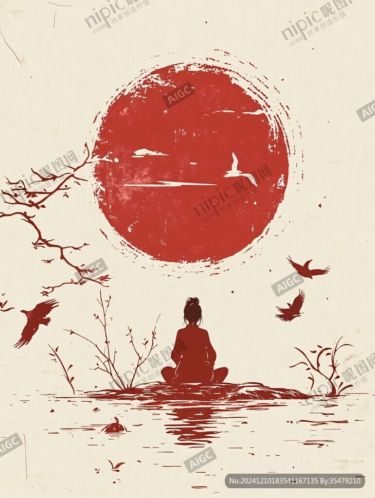 打坐新中式水墨