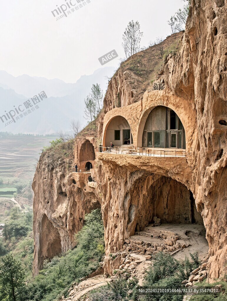 依山而建窯洞