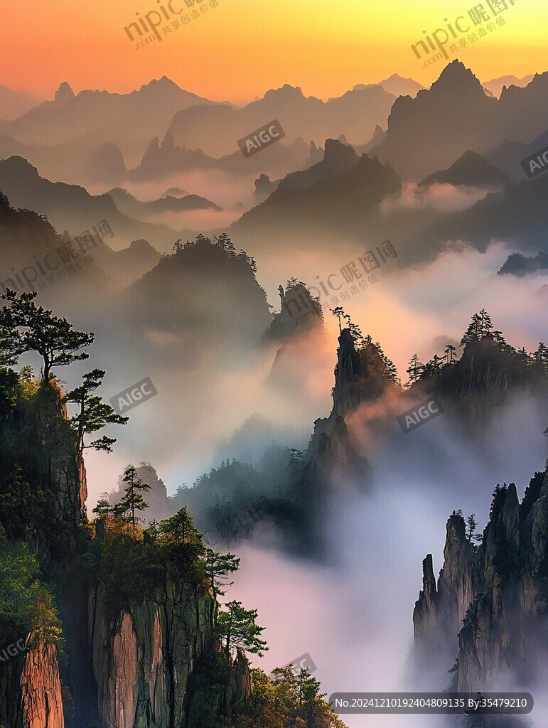 霧漫群峰圖片素材下載