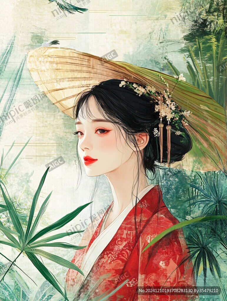 古風(fēng)美女頭像插畫封面