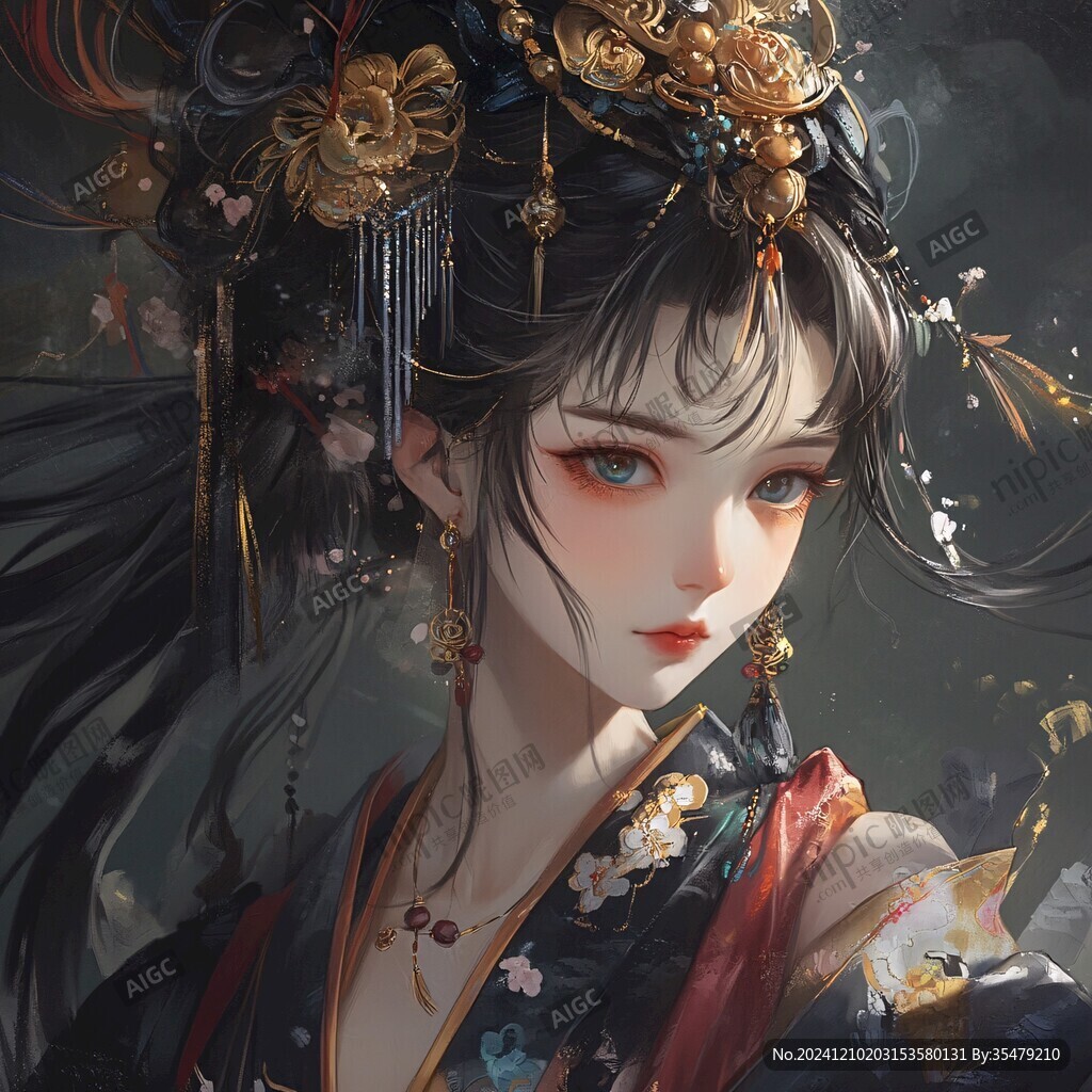 古風(fēng)美女頭像插畫封面