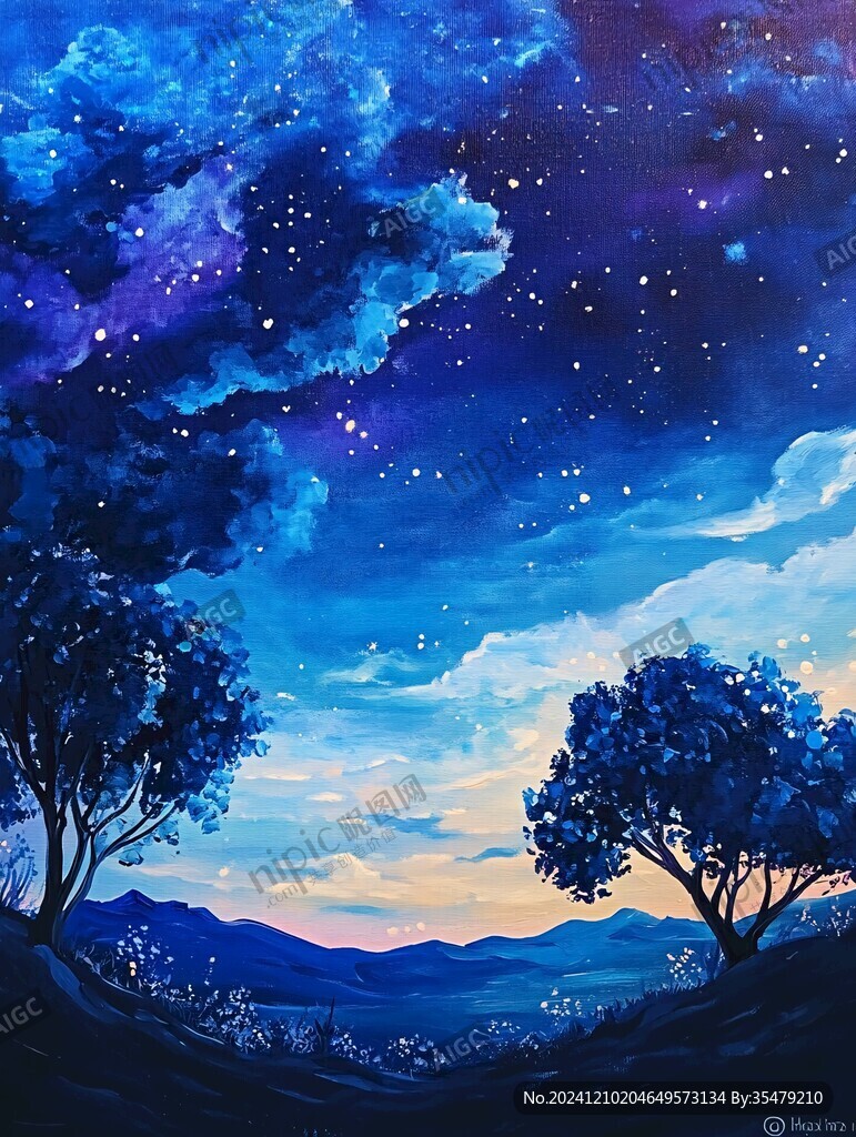 手繪唯美夜晚