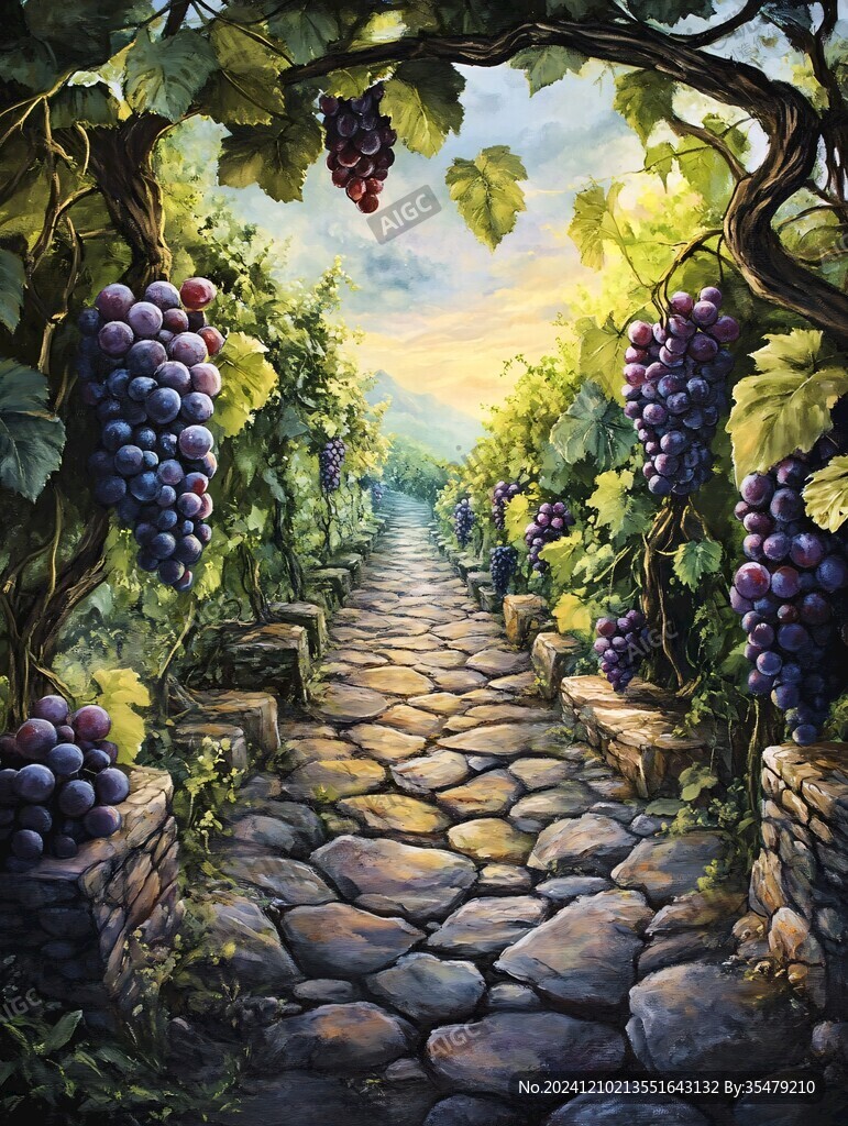 葡萄景色插畫