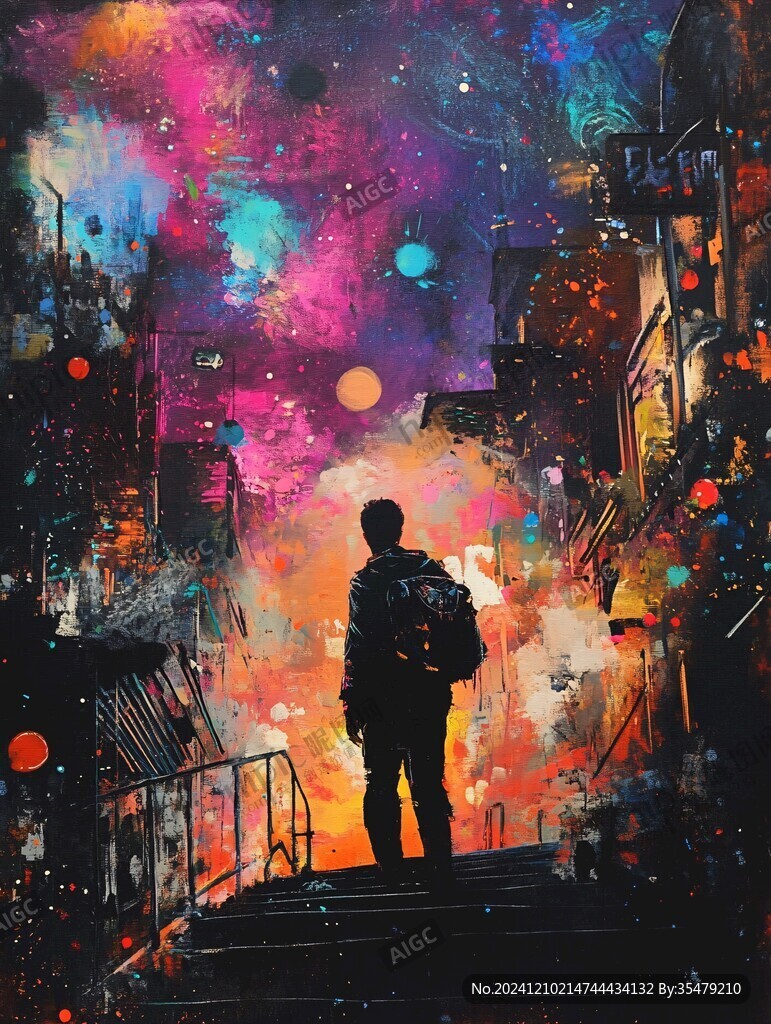 孤獨背影插畫