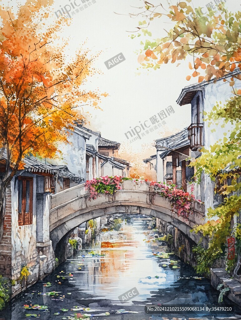 同里海報(bào)插畫水彩