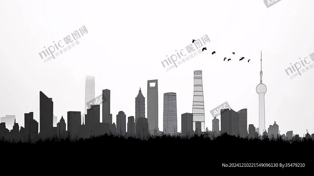北上廣深剪影輪廓背景