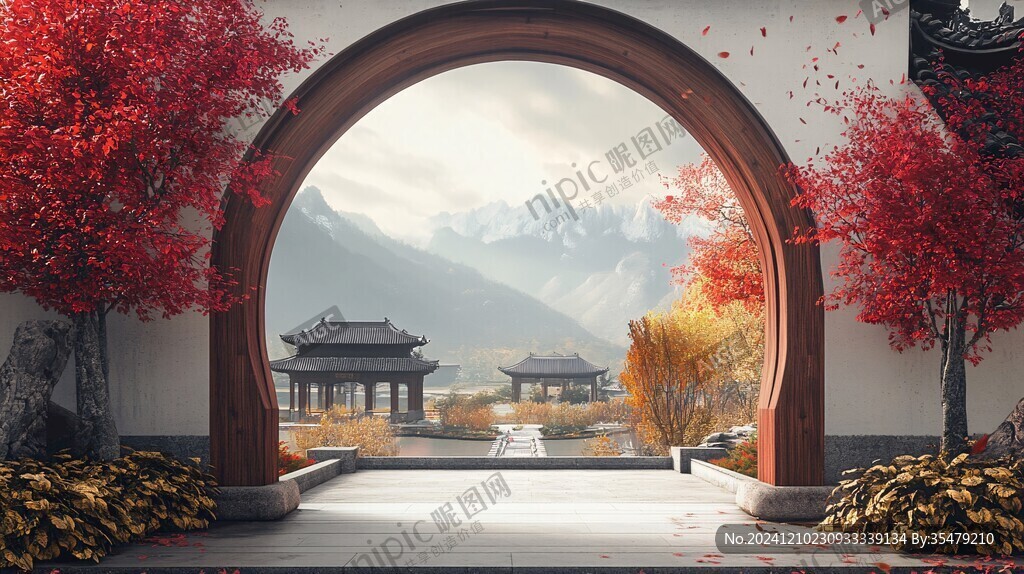 中式門場景