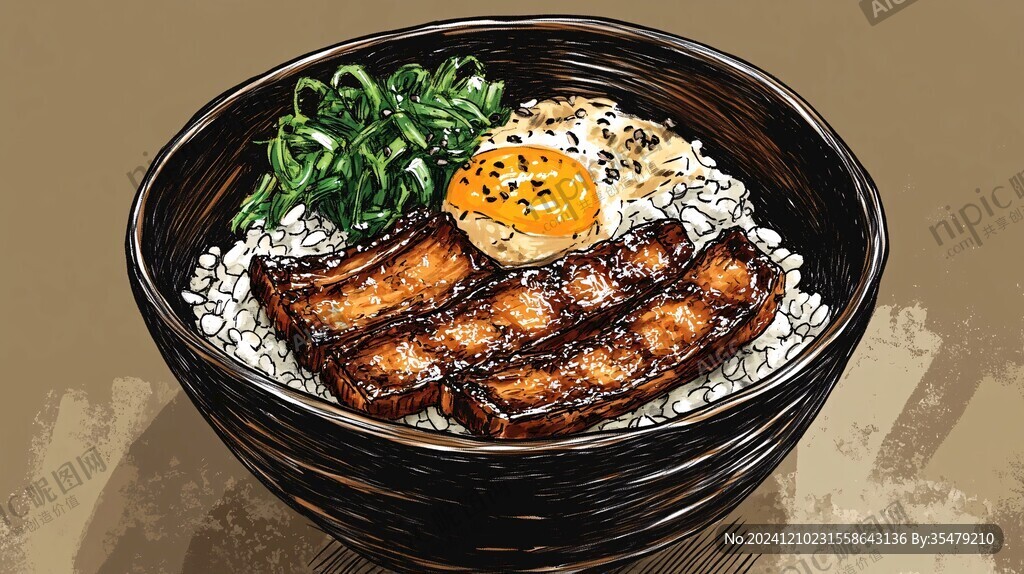 鰻魚飯插畫