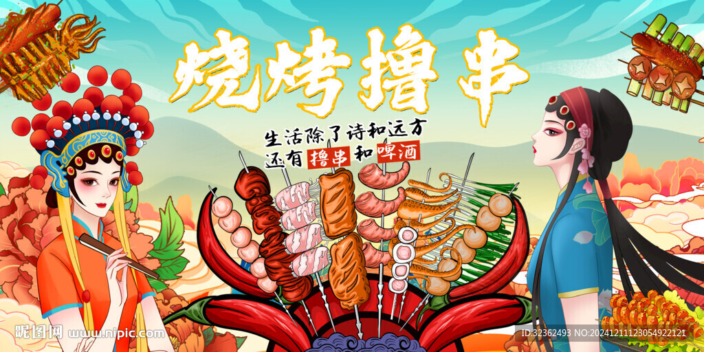 燒烤擼串背景墻