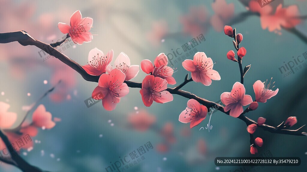板繪梅花插畫