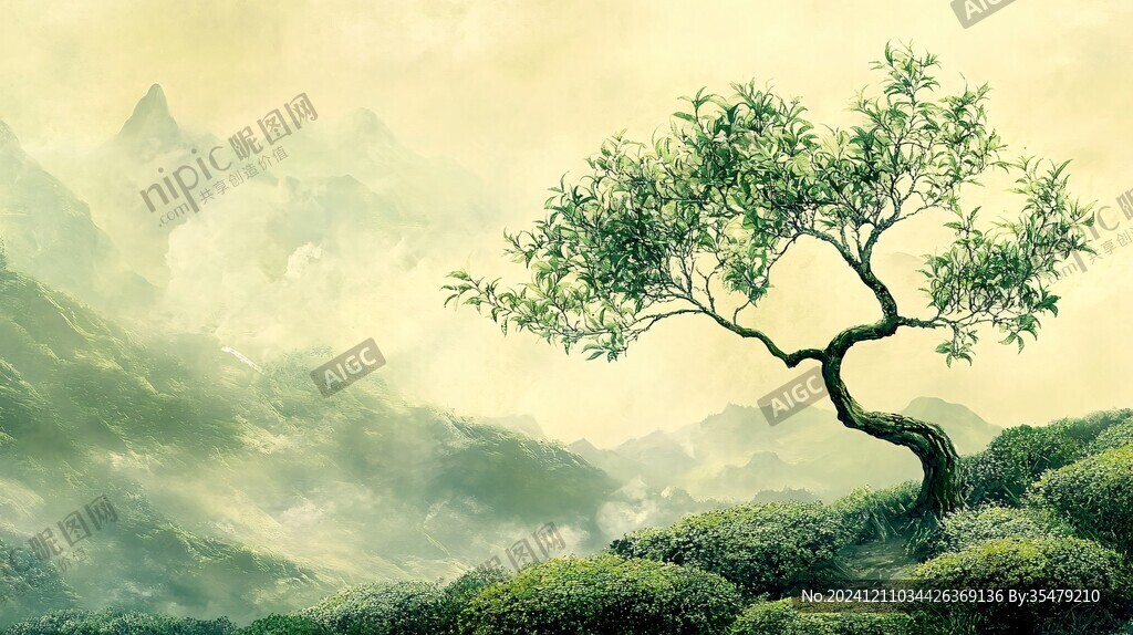 仙境古樹插畫
