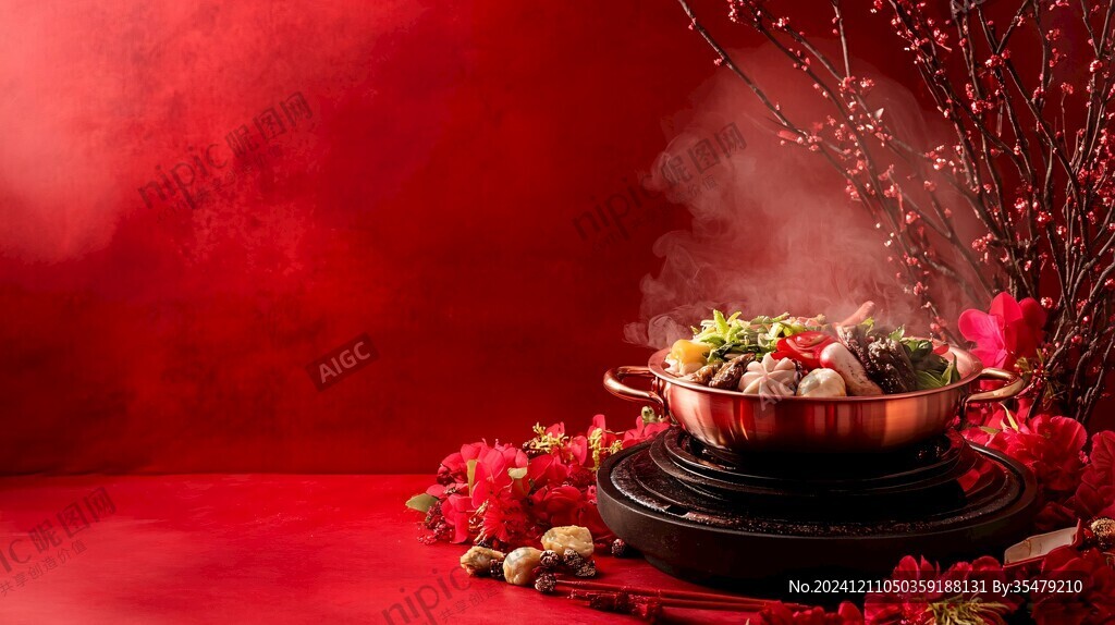 中式火鍋紅黑背景