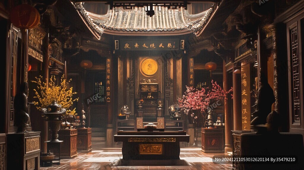 古建筑廳堂擺設場景
