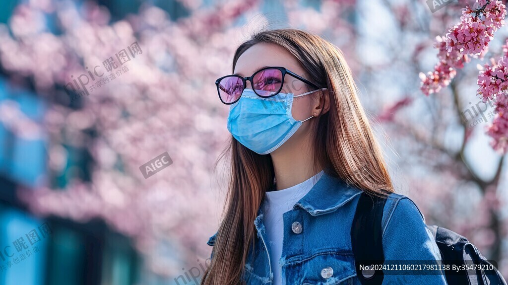 戴口罩的少女