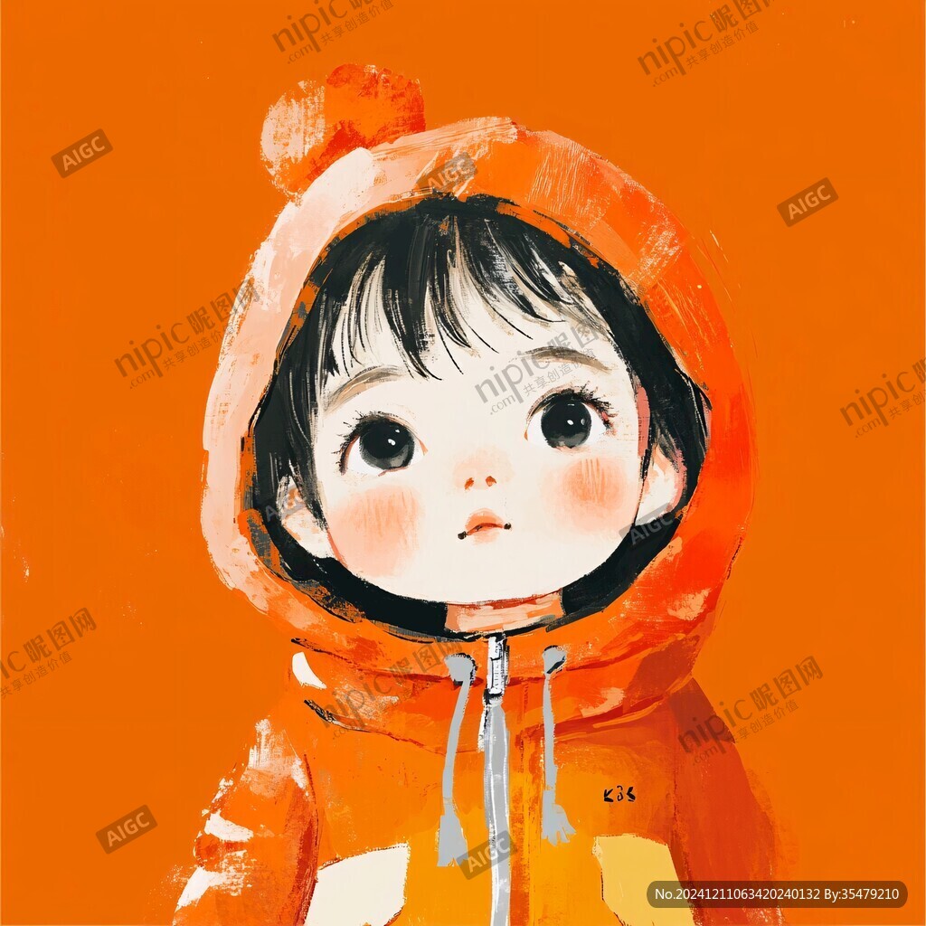 橙色衣服小女孩