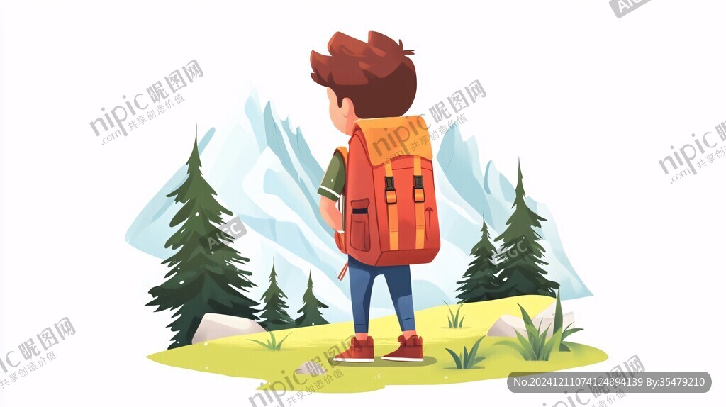 背包旅行扁平風(fēng)插畫