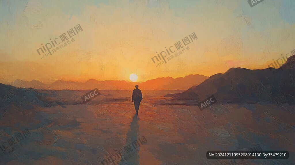 孤獨背影插畫