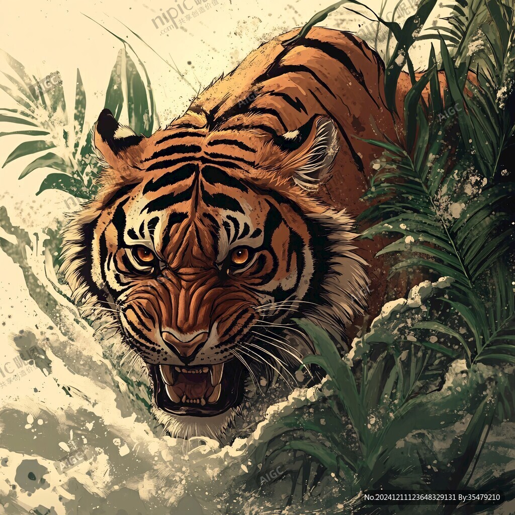虎元素插畫