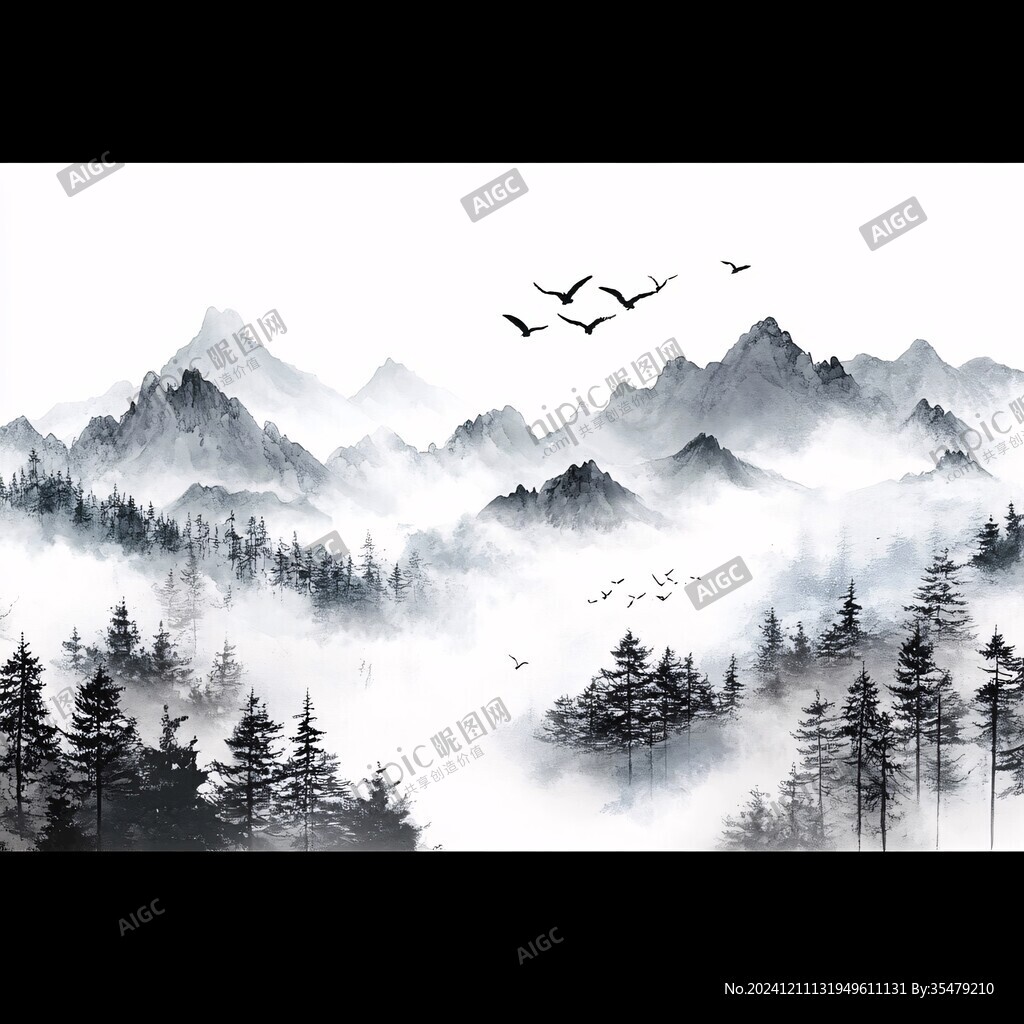水墨數(shù)字畫山水畫壁紙