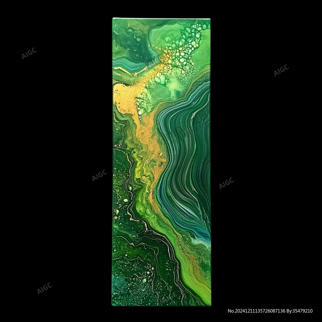 手繪水紋吉祥精制綠色