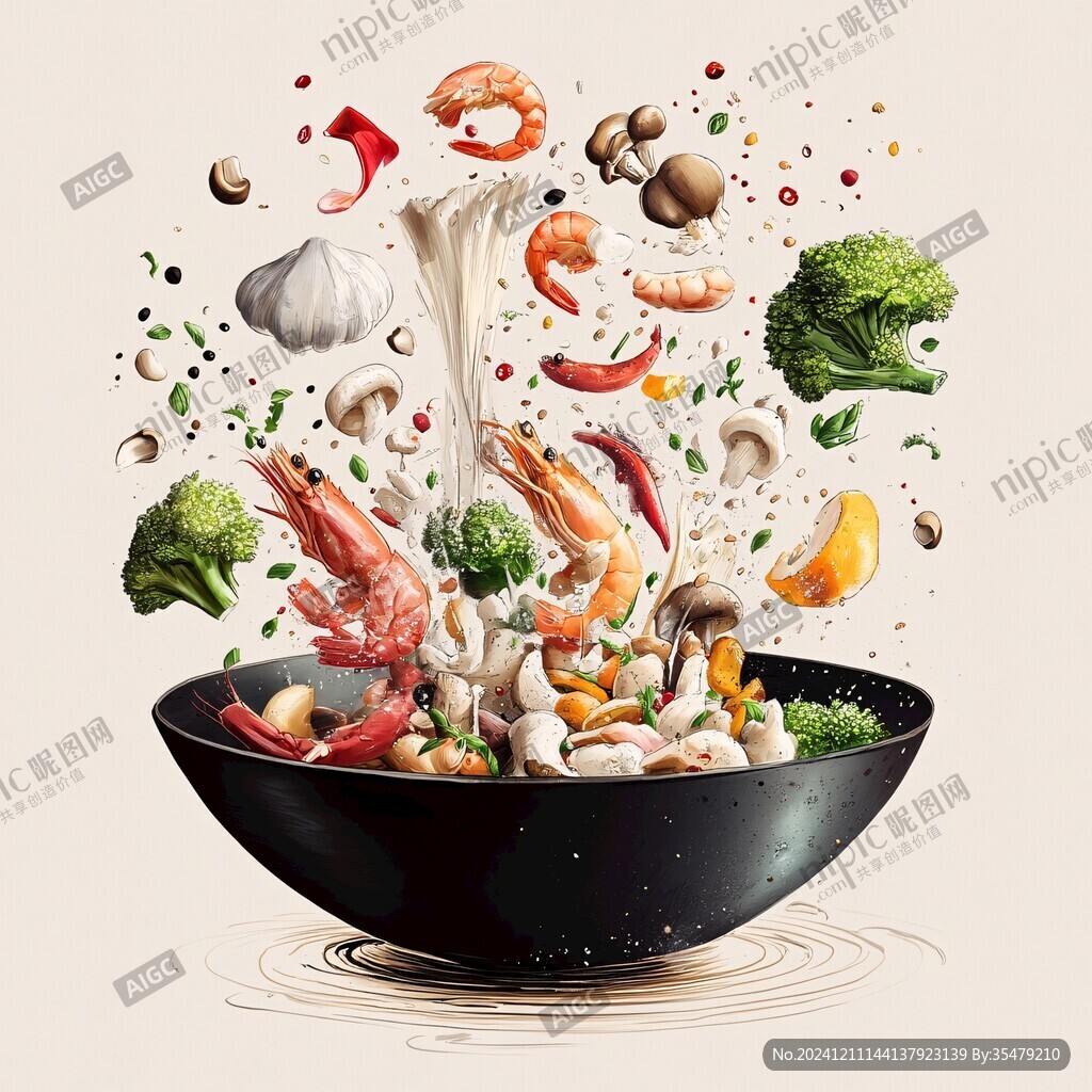 手繪麻辣燙食材