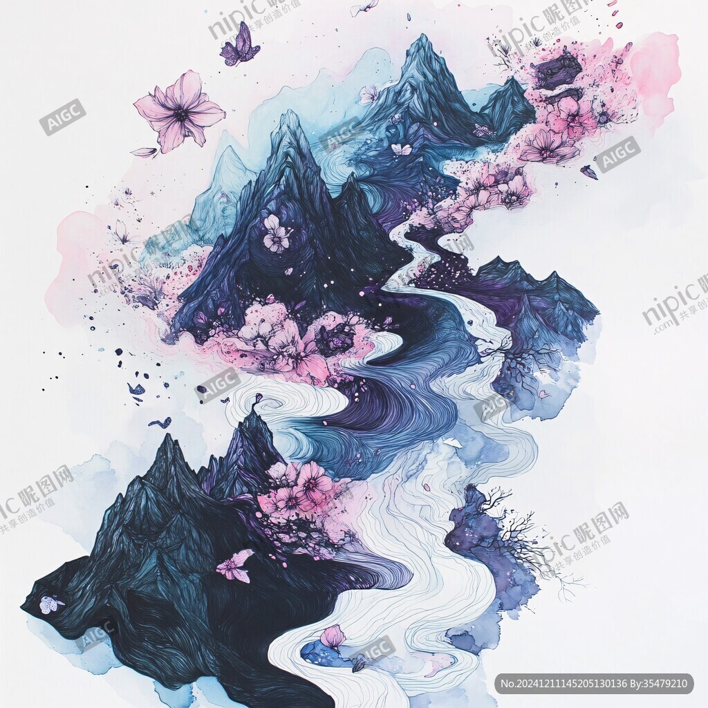 山水包裝插畫