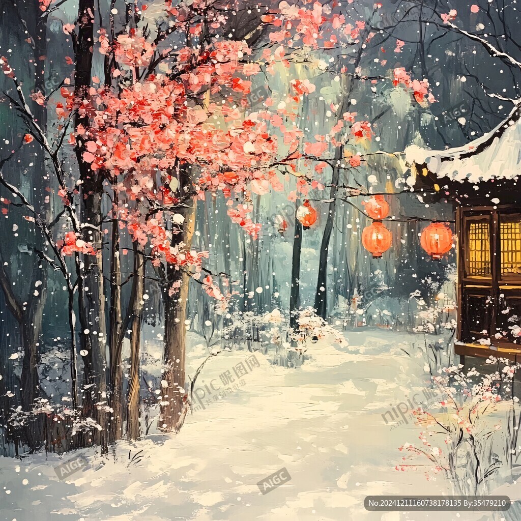 雪景古風插畫