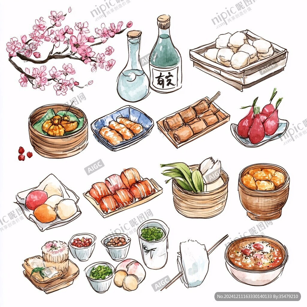 傳統小吃美食插畫