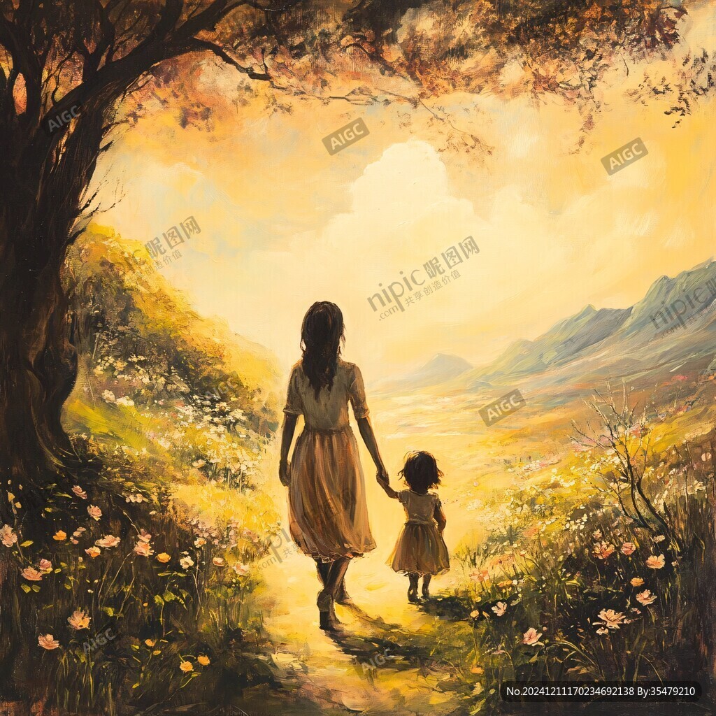 母女倆背影
