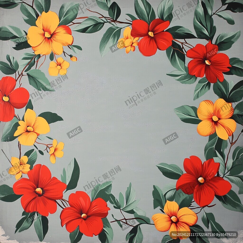 小紅花墻畫