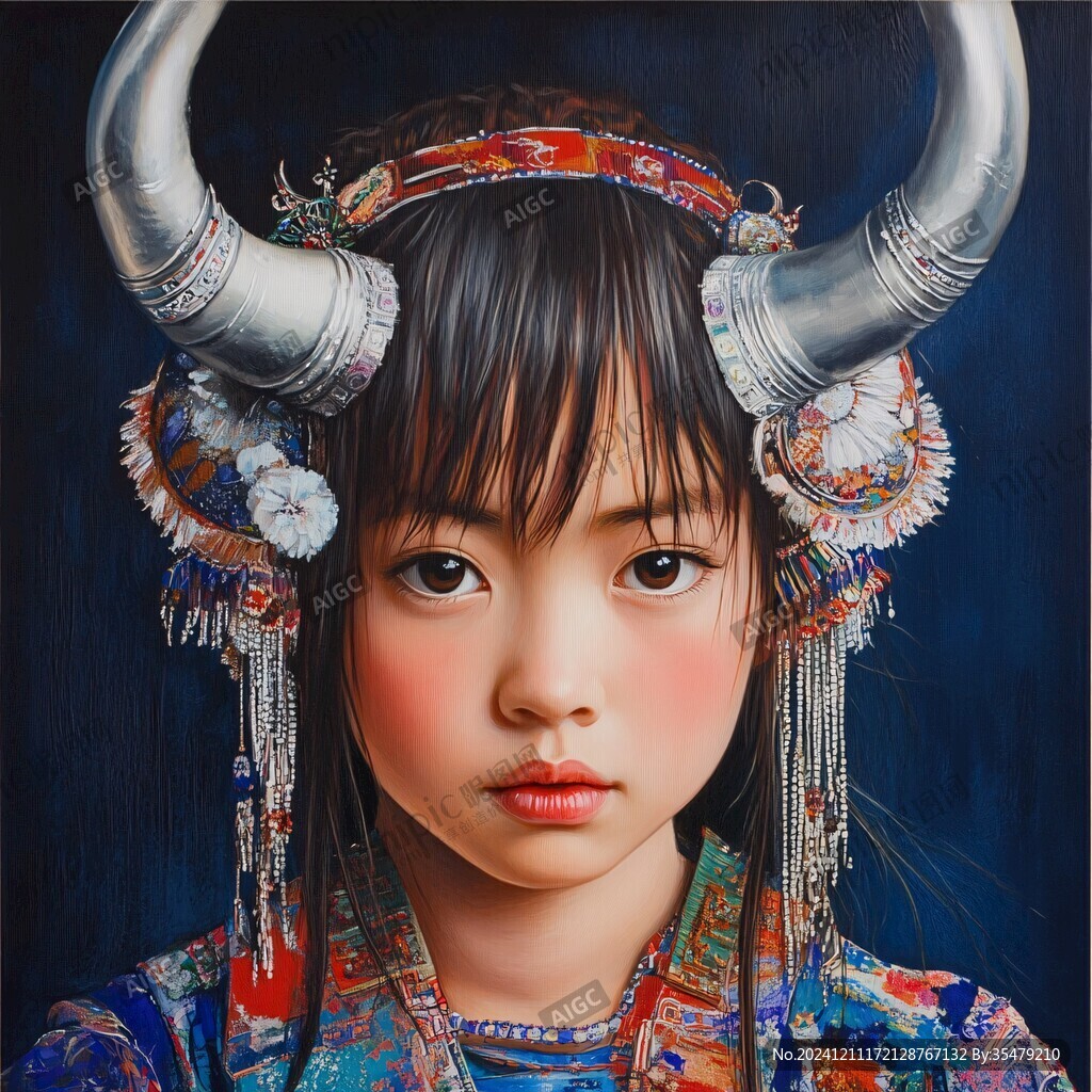 長(zhǎng)角苗少女