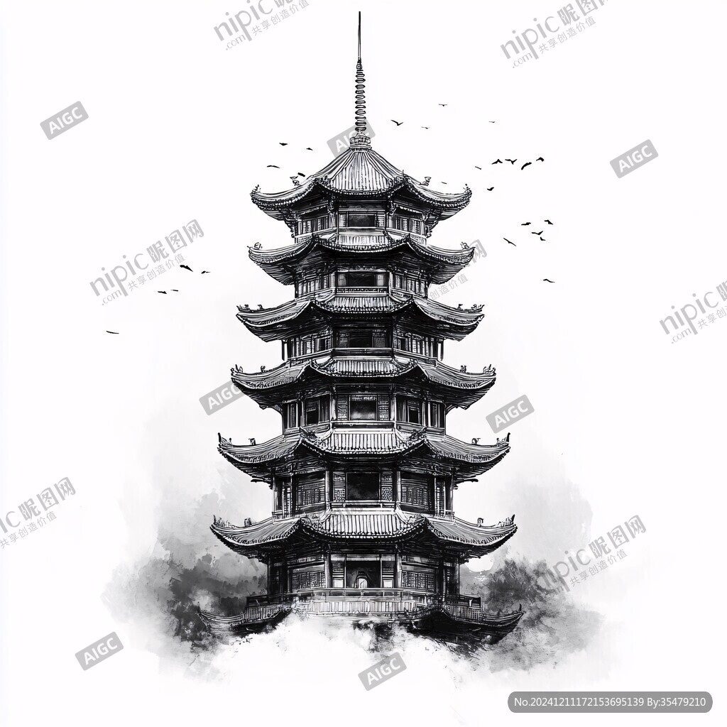 飛英塔插畫