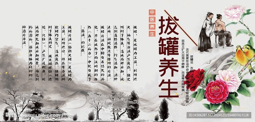 拔罐文化背景墻