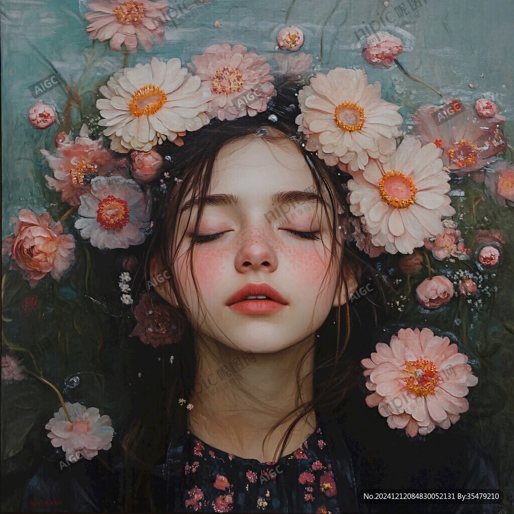 唯美少女與花系列