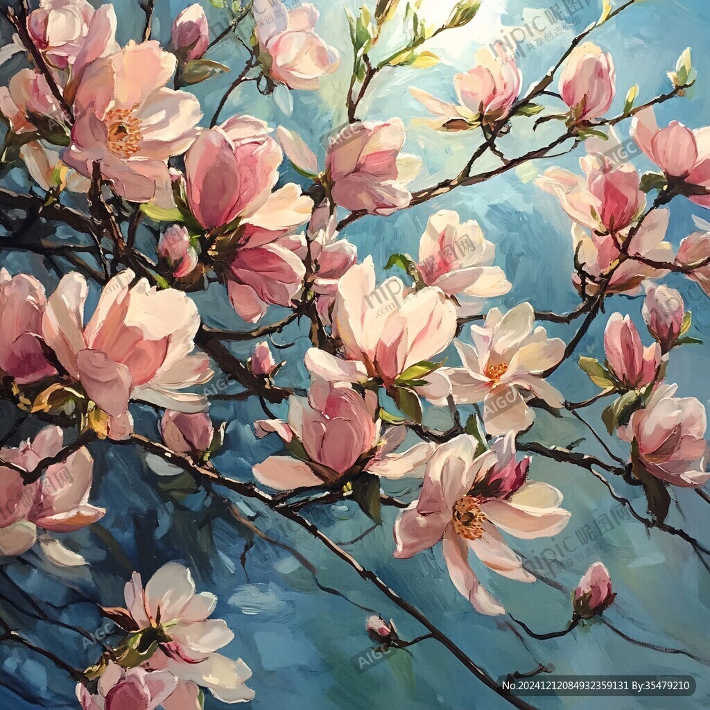 辛夷花插畫