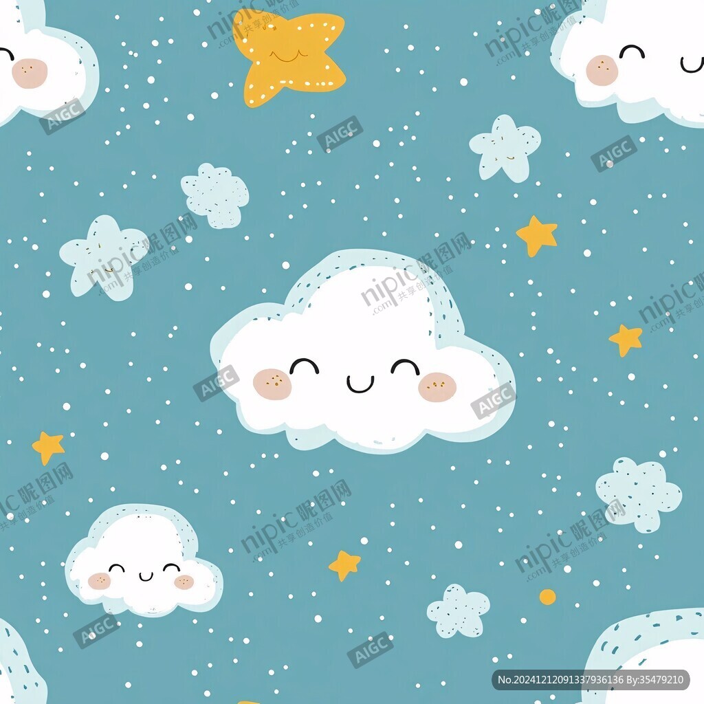 兒童卡通云朵印花圖案
