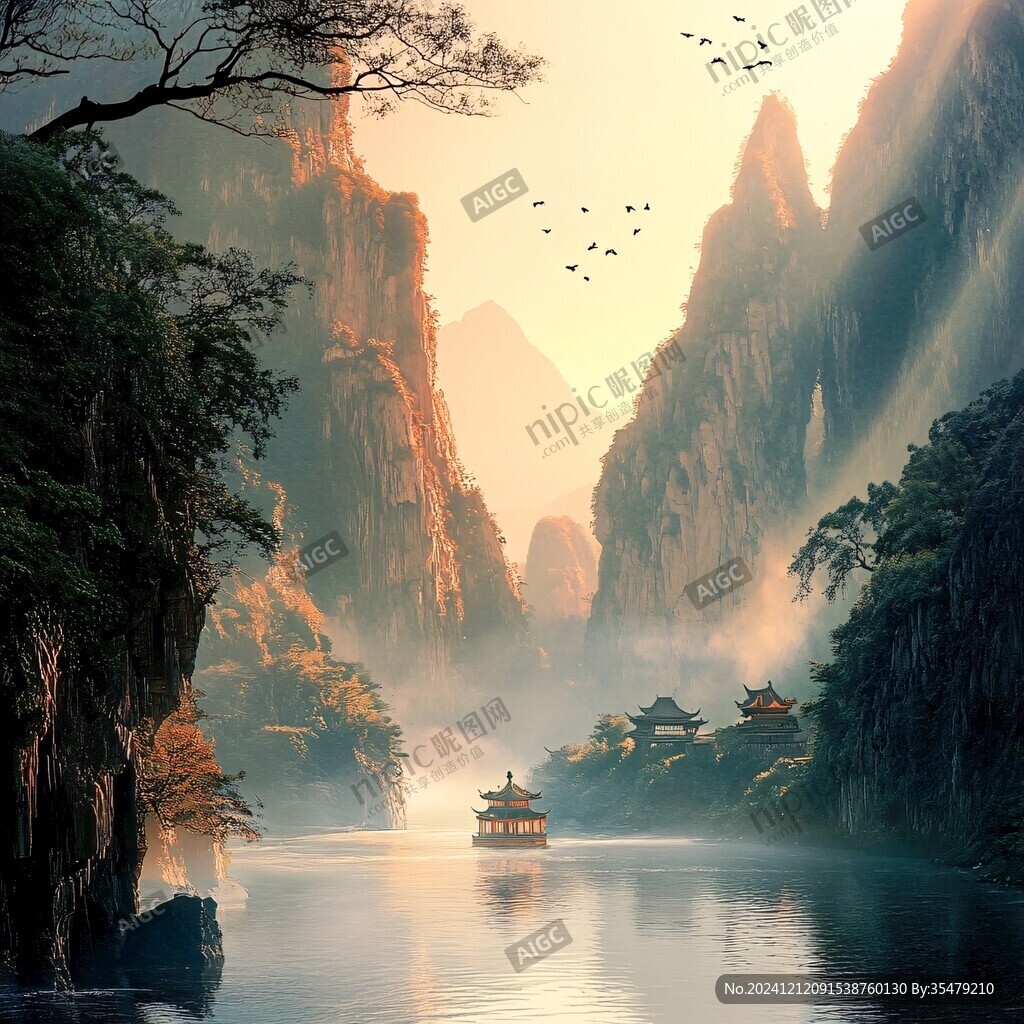 山水樓閣雅致意境風(fēng)