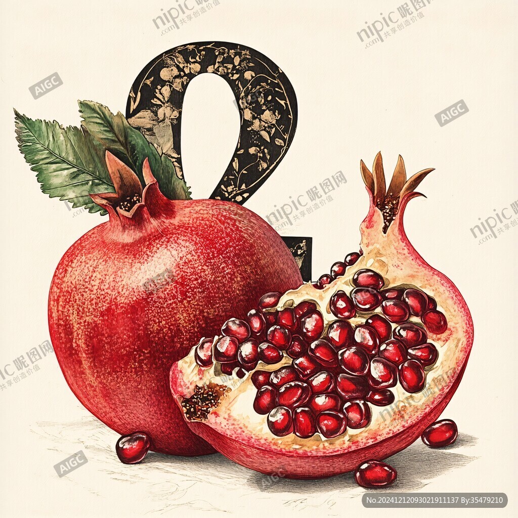 創(chuàng)意石榴插畫