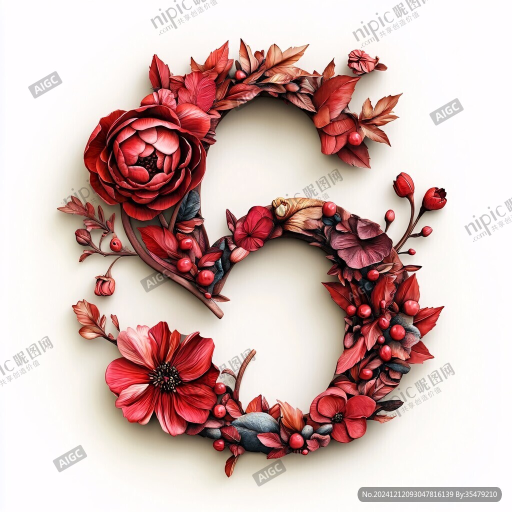 玫瑰花創(chuàng)意數(shù)字字母