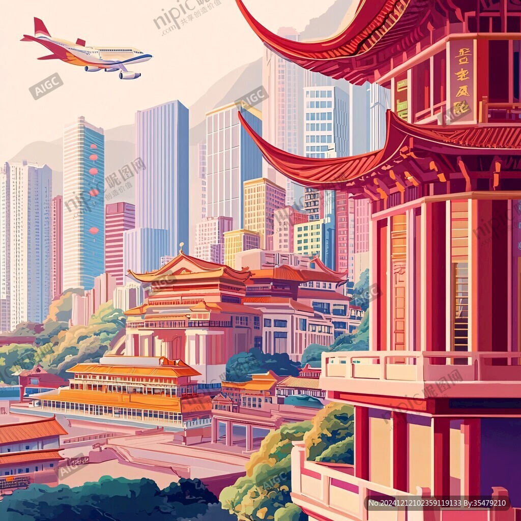 西南地區(qū)城市建筑插畫