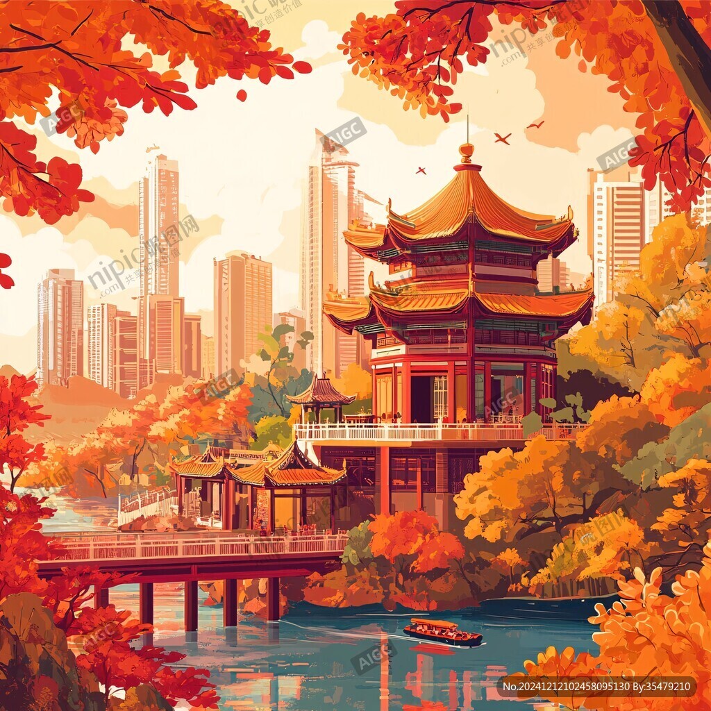 甲秀樓插畫