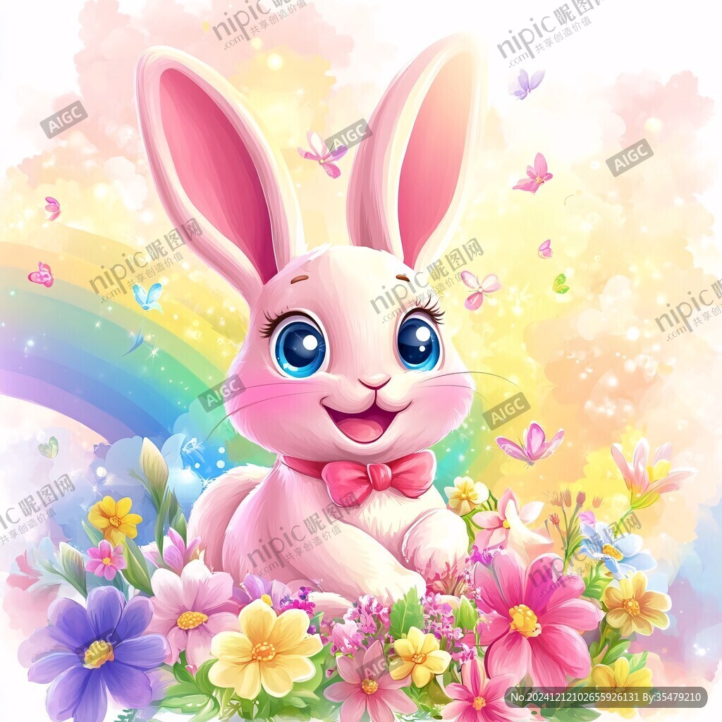 小白兔與鮮花