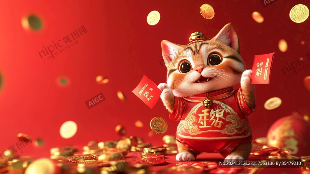 招財貓恭喜發(fā)財大拜年